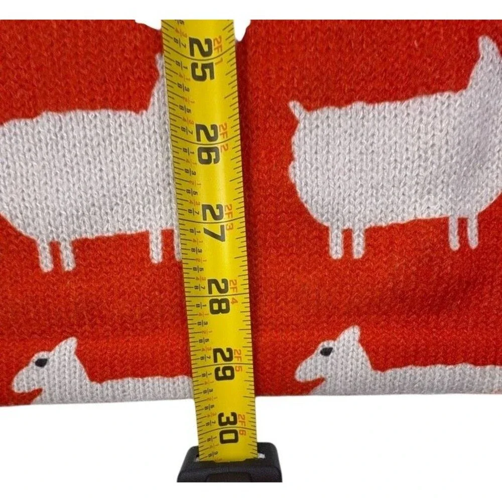 Women’s Bright Red Crewneck Sweater with Sheep Motif - Picture 11 of 12
